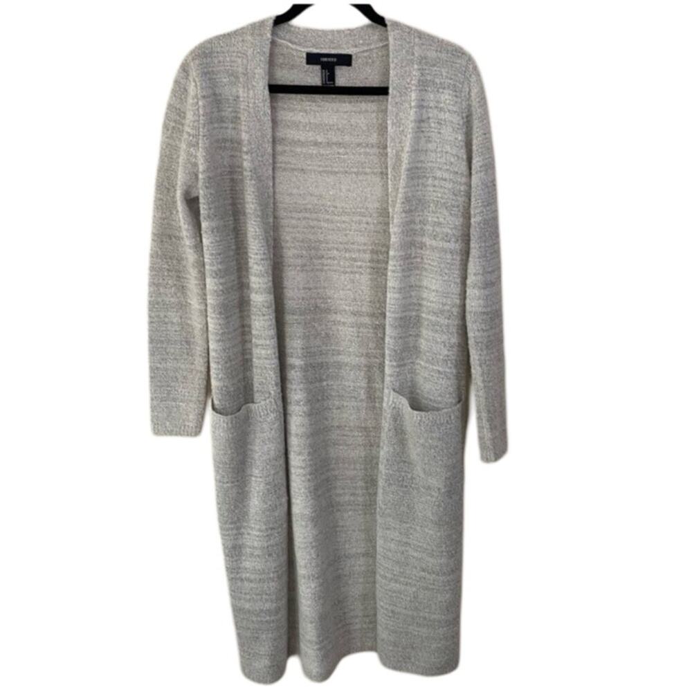 Forever 21 Gray Marbled Open Front Duster Cardigan Sweater Size S